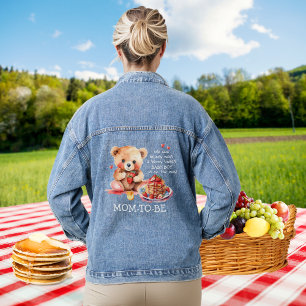 Teddy Bear Erdbeere Pancake Brunch Mama-to-be Jeansjacke