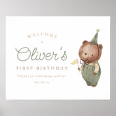Teddy Bear erste Geburtstagsparty Willkommensunter Poster (Vorne)