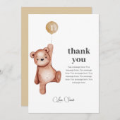 Teddy Bear Erster Geburtstag Danke Karte (Vorne/Hinten)