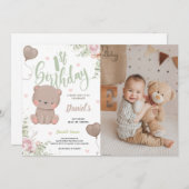 Teddy Bear Erstgeburt Einladungs-Fotokarte Einladung (Vorne/Hinten)