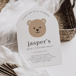 Teddy Bear Face Arched First Birthday Einladung