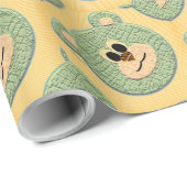 Teddy Bear Face (grün) Geschenkpapier (Rolleneckpunkt)