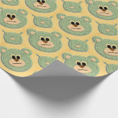 Teddy Bear Face (grün) Geschenkpapier (Ecke)