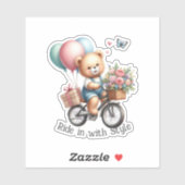 Teddy Bear fährt Fahrrad Aufkleber (Blatt)