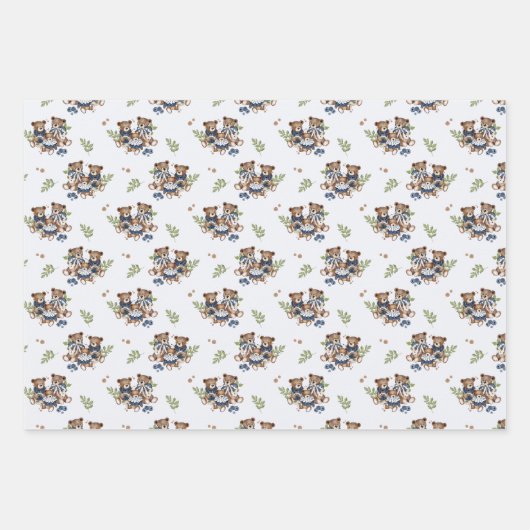 Teddy Bear Family Baby Boy Geschenkpapier Set (Vorderseite)