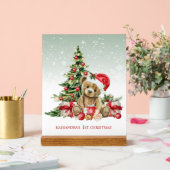 Teddy Bear farbenfrohe Bäume Baby 1. Weihnachten Acrylschild (Hochzeit)