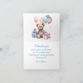 Teddy Bear farbenfroher Ballon Beary First Birthda Dankeskarte (Innenseite)