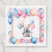 Teddy Bear farbenfroher Ballon Beary First Birthda Geschenkanhänger (Rückseite)