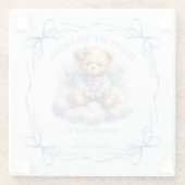 Teddy Bear farbenfroher Ballon Beary First Birthda Glasuntersetzer (Rückseite)