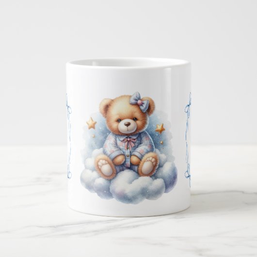 Teddy Bear farbenfroher Ballon Beary First Birthda Jumbo-Tasse (Vorderseite)
