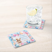 Teddy Bear farbenfroher Ballon Beary First Birthda Rechteckiger Pappuntersetzer (Vor Ort)