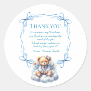 Teddy Bear farbenfroher Ballon Beary First Birthda Runder Aufkleber