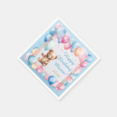 Teddy Bear farbenfroher Ballon Beary First Birthda Serviette (Ecke)