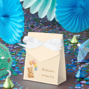 Teddy Bear Favor Box mit Pastel Balloons Geschenkschachtel