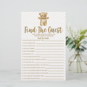 Teddy Bear findet das Guest Baby Showspiel Briefpapier (Stehend Vorderseite)