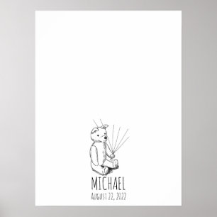 Teddy Bear Fingerprint Guest Book Poster