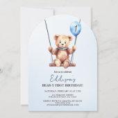 Teddy Bear First Birthday Einladung (Vorderseite)