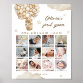Teddy Bear First Birthday Milestone Foto Poster (Vorne)