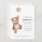 Teddy Bear First Birthday Party Einladung (Vorderseite)