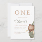 Teddy Bear First Birthday Party Einladung (Vorderseite)