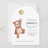 Teddy Bear First Birthday Party Einladung (Vorderseite)