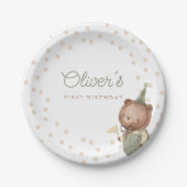 Teddy Bear First Birthday Party Pappteller (Vorderseite)