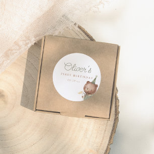 Teddy Bear First Birthday Party Runder Aufkleber