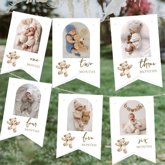 Teddy Bear First Birthday Photo Party Wimpelkette