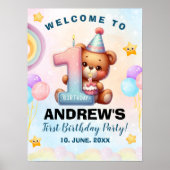 Teddy Bear First Birthday Poster | Nursery & Party (Vorne)