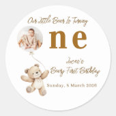 Teddy Bear First Birthday Stickers (Vorderseite)