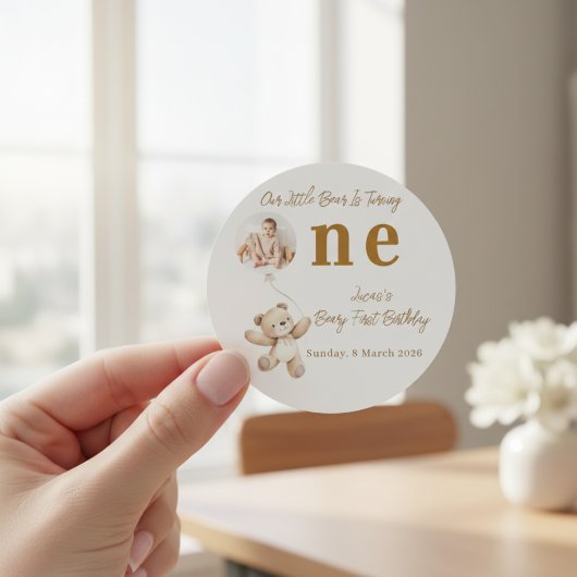 Teddy Bear First Birthday Stickers