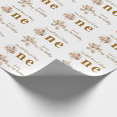 Teddy Bear First Birthday Wrapping Paper Geschenkpapier (Ecke)
