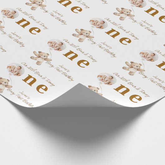 Teddy Bear First Birthday Wrapping Paper Geschenkpapier (Ecke)
