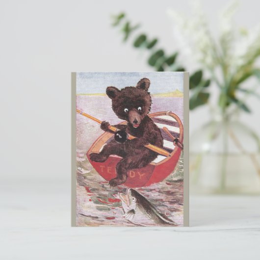 Teddy Bear fischen Postkarte (Stehend Vorderseite)