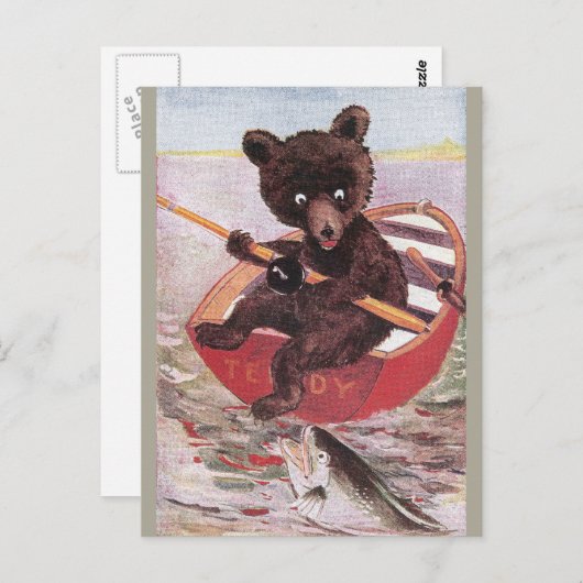 Teddy Bear fischen Postkarte (Vorne/Hinten)