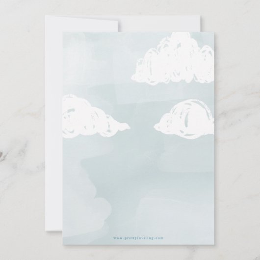 Teddy Bear Floating mit Balloons Boy Baby Shower Einladung (Rückseite)