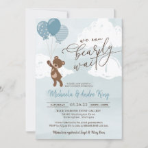 Teddy Bear Floating mit Balloons Boy Baby Shower