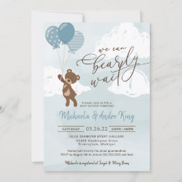 Teddy Bear Floating mit Balloons Boy Baby Shower Einladung