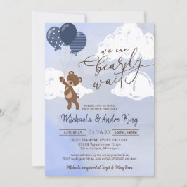 Teddy Bear Floating mit Balloons Boy Baby Shower Einladung