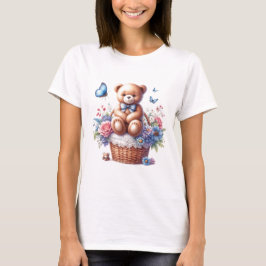 Teddy Bear Floral Basket T-Shirt – Vintage Whimsy