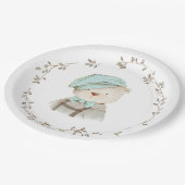 Teddy Bear Floral Einfach Minimalistisch Pappteller (Schrägansicht)