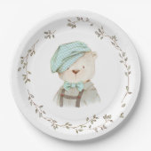 Teddy Bear Floral Einfach Minimalistisch Pappteller (Vorderseite)