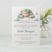 Teddy Bear Floral Einladung (Stehend Vorderseite)