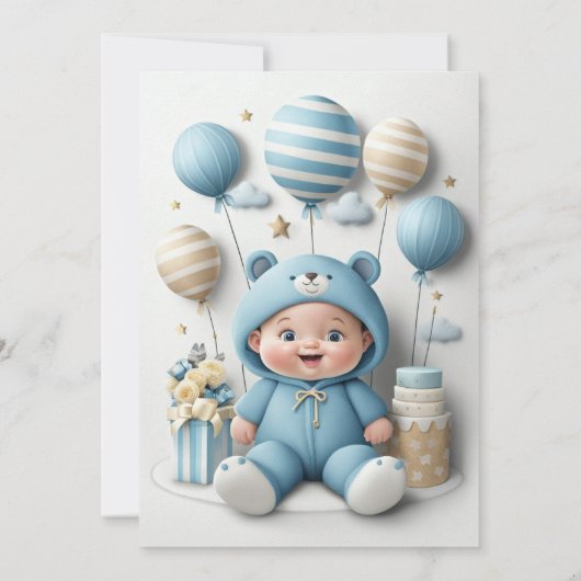 Teddy Bear Floral Einladung (Rückseite)