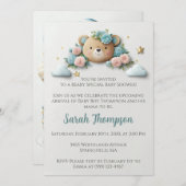 Teddy Bear Floral Einladung (Vorne/Hinten)