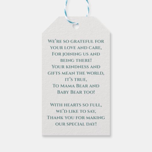 Teddy Bear Floral Geschenkanhänger (Rückseite)