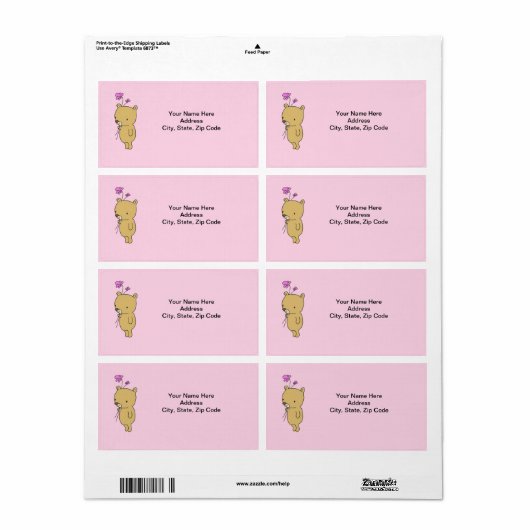 Teddy Bear Floral Labels (Vorne)