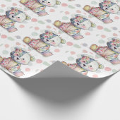 Teddy Bear Floral Patchwork Girl Baby Dusche Geschenkpapier (Ecke)