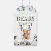 Teddy Bear Floral Sage Green Neutral Vielen Dank Geschenkanhänger (Vorderseite)