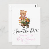 Teddy Bear Floral Save the Date Postkarte (Vorne/Hinten)